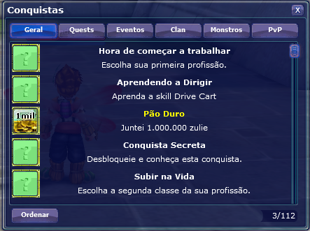 Janela de Quests